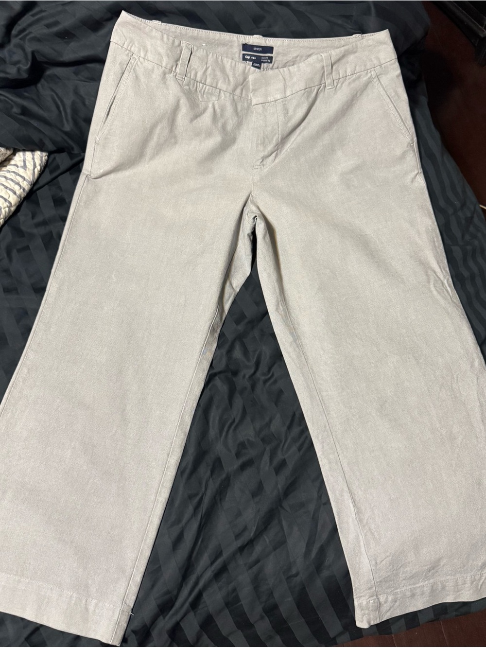 GAP Women's Light Blue/Gray Cropped Wide-Leg Pants